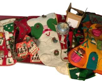 3196 - Assorted Vintage Christmas Stockings & Etc
