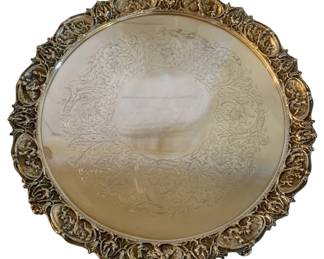 231 - Silver Plated Monumental Footed Tray (Description): 2 x 21.5