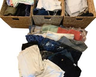 2168 - 3 Baskets of Assorted Pants - mostly Mediums