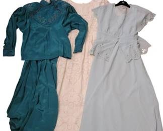 2238 - Assorted Vintage 3/4 Length Dresses/Skirt Set (Description): Light Blue, size 8