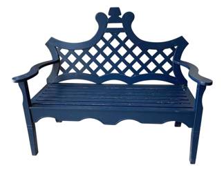 1589 - Blue Wooden Bench - 41 x 50 x 22