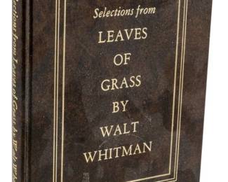 809 - 1961 Ed. Selections from Leaves of Grass (Description): Selections from Leaves of Grass by Walt  Whitman, 1961 edition. This volume contains  curated poems from Whitman's celebrated  collection of poetry, originally published in  1855 and expanded throughout his lifetime.