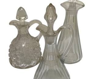 1028 - 3 Vintage Vinegar Cruets - 8" Tall