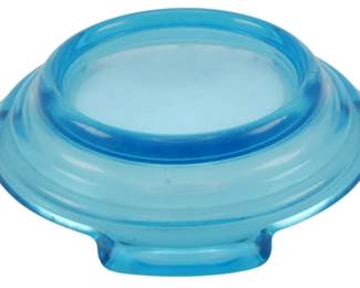 1733 - Bluebell Cambridge Bowl Plateau 2"x7" (Description): Bluebell Cambridge bowl plateau in  translucent blue glass. Measures 2 inches  high by 7 inches in diameter.