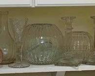 1038 - Shelf Lot of Assorted Pressed Glass & Etc