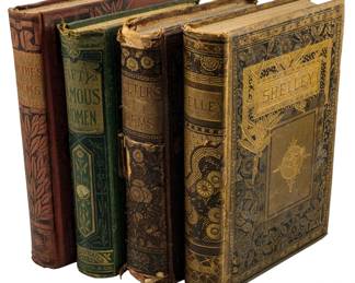 810 - 4 Vintage Poetry Books Varying Dates (Description): A collection of four vintage poetry books in  varying dates and condition. The lot includes  decorative cloth-bound volumes from  different publishers and eras, showcasing the  ornate binding styles characteristic of their respective periods.