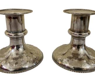 241 - Pair H.S. Co Nickel Silver Louis XIV Candlesticks (Description): Featuring a "Louis XIV" Design Pattern Nickel Silver - 5 x 5