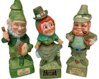 1011 - 3 Leprechaun Liquor Bottles - 13" Tall