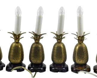 57 - 6 Andrea by Sadek Pineapple Lamps 9.5" (Description): Used as is electric/electronic/mechanical  item. No guarantee all components, untested.