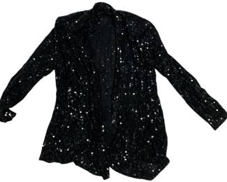 2264 - 100% Silk Handbeaded Sequin Jacket Size Large
