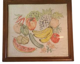 1006 - Framed Handpainted Cloth - 21 x 23