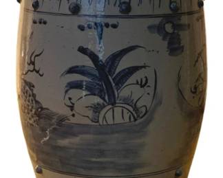 5006 - Blue & White Porcelain Garden Stool - 17 x 12