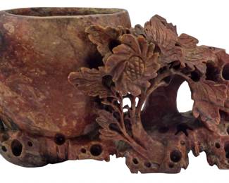 34 - Carved Soapstone Vase 3.5x6x2
