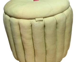 2169 - Vintage Padded Foot Stool w/ Storage - 17 x 19 (Description): to include contents
