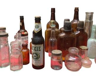 3170 - Lot of Assorted Clear/Amber Bottles