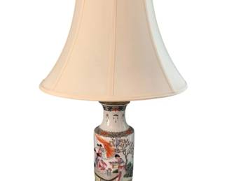 2028 - Oriental Lamp w/ stand - 31" tall (Description): Used as is electric/electronic/mechanical  item. No guarantee all components, untested.
