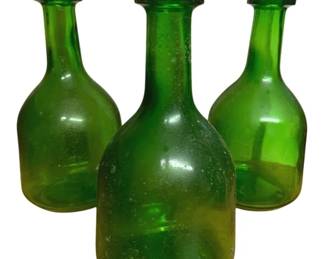 3150 - 3 Green Glass Bottles - 12" Tall