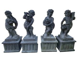 5058 - Four Seasons Cast Stone Cherub Statues - 32" Tall