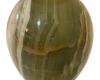 238 - Vintage Green Onyx Egg Flower Vase - 6.5" tall
