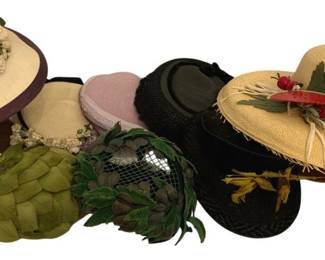 2158 - Lot of Assorted Vintage Hats w/ Hat Box