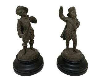 1653 - 2 Muskateer Statues - 10" Tall, as is