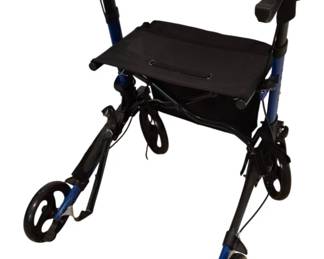 3730 - Blue Aluminum Folding Rollator Walker w/ Seat (Description): Used as is electric/electronic/mechanical  item. No guarantee all components, untested.