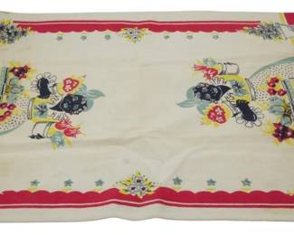 1702 - Vintage Black Americana Hand Towel 15"x24" (Description): Vintage Black Americana hand towel featuring  colorful printed designs. Measures 15 inches  by 24 inches.