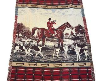 533 - Foxhunter Throw 70"x14.5" (Description): Foxhunter throw blanket measuring 70 inches  by 14.5 inches.