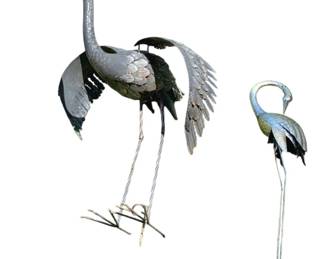 5537 - 2 Metal Bird Statues - 35" Tall