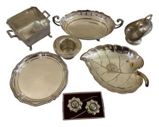1669 - Assorted Silver Plated Items (Description): Various serving pieces and decorative  tableware.