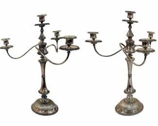 232 - Pair of Reed & Barton Silver Plated Candelabras (Description): 8 wax liner inserts - 20.5 x 15