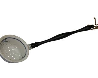 1603 - Porcelain Ladle Strainer - 14" Long