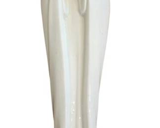 1365 - Hummel White Ceramic Madonna Figurine 12" (Description): Featuring the Virgin Mary in a praying pose.  This elegant white glazed ceramic figure  depicts Mary with her hands clasped in  prayer, wearing flowing robes.