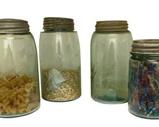 1068 - 4 Blue Ball Mason Jars - 8" Round
