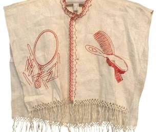 2113 - Antique American Folk Art Hair Cutting Apron