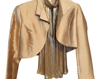 2242 - Metal Mesh Halter Top w/Jauani Silk Cropped Blazer (Description): size 10M