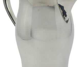 80 - W.M. Rogers Paul Revere Reproduction Pitcher (Description): W.M. Rogers Paul Revere reproduction pitcher  in silver plate. Measures 8.5 inches tall.