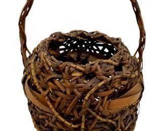 216 - Antique Japanese Flower Basket - 16" tall