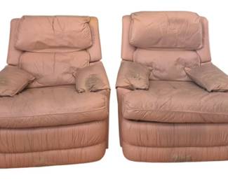2042 - Pr Leather Recliners As Is 38"x35"x36" (Description): Sold as is. Each chair measures 38 x 35 36 .