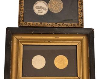 1641 - 2 Framed Clarksville & Chase City Coins - 6 x 8.5