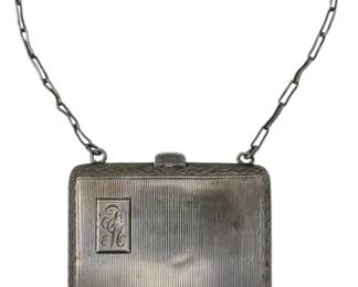 14 - Sterling Silver Chatelaine Dance Purse (Description): Watrous MFG Co. 3.5x2.5, 3.43oz total weight
