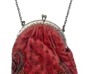 7 - Vintage Cloth Beaded Handbag 5.5x4