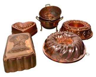 3132 - Lot of Copper Molds & Strainers