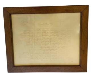 1171 - A Plan of the Town of Clarksville 23"x19.5" (Description): A Plan of the Town of Clarksville. This  framed document appears to be a historic town  plan or plat map showing the layout of  Clarksville with handwritten notations.  Presented in a wooden frame under glass.