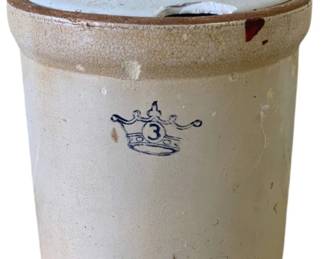 1517 - 3 Gallon Crock and Lid, as is - 12 x 11