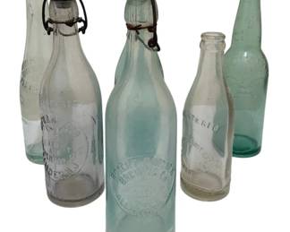 1649 - 6 Marked Bottles - 10" Tall