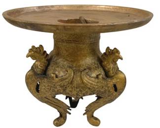 213 - Metal Tazza on Phoenix Bird Base 10 x 11