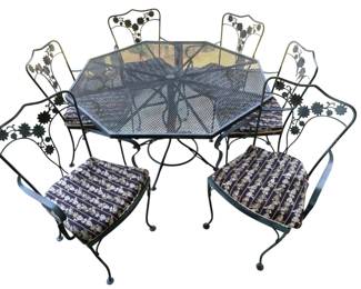 5050 - 7 Piece Wrought Iron Patio Dining Set (Description): Tables - 34 x 20 x 19 Chairs - 28 x 52