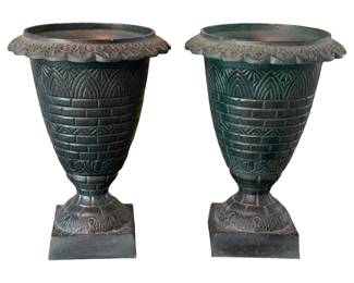 2037 - Pair of Metal urns - 11.5" tall