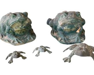 5515 - 5 Frog Concrete/Metal Decor Items